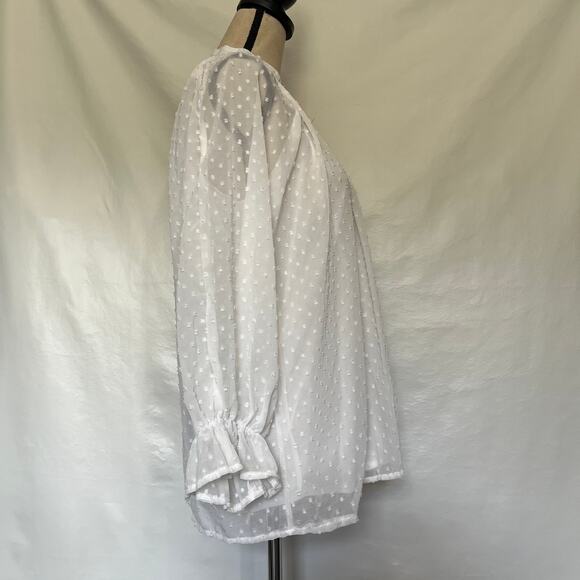 Chic Me Swiss Dot Blouse Sz M Coquette Fairycore Sheer Cottage White Ethereal - Picture 7 of 14